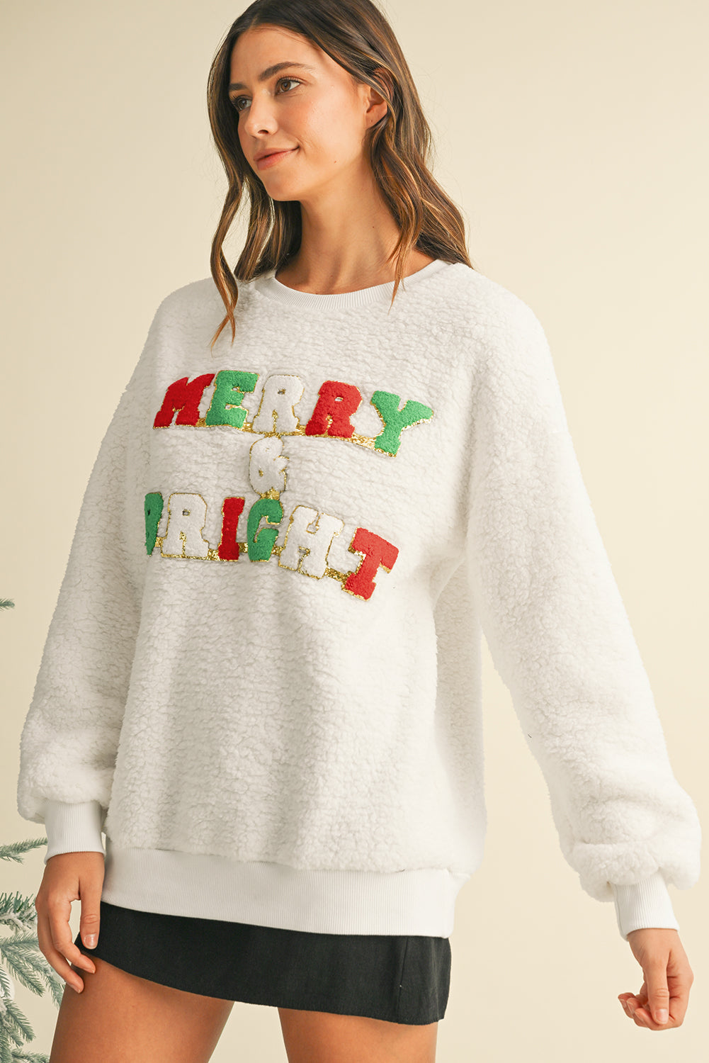 Snow White Merry & Bright Fuzzy Sweatshirt