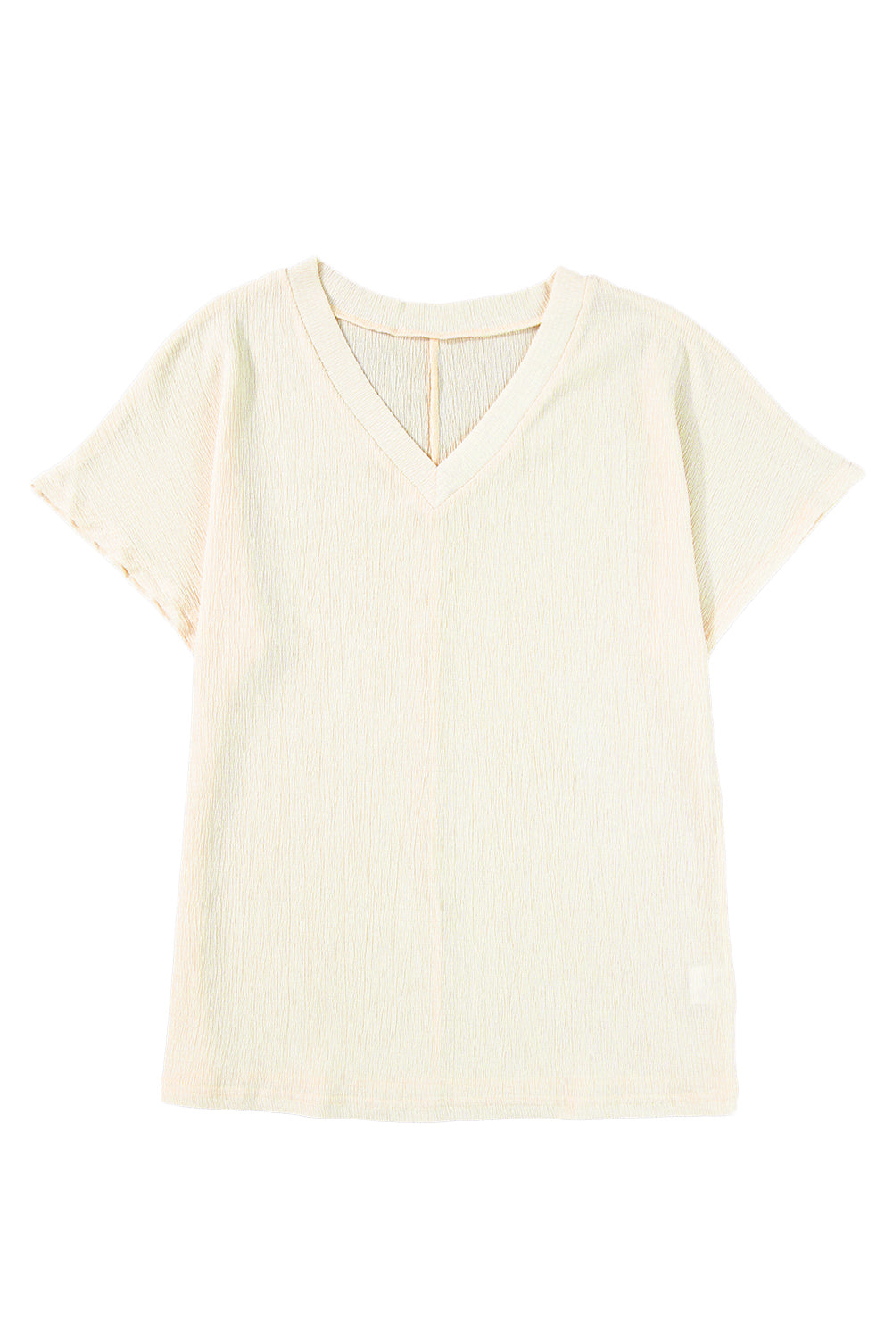 Basic Plain Textured V Neck T-Shirt