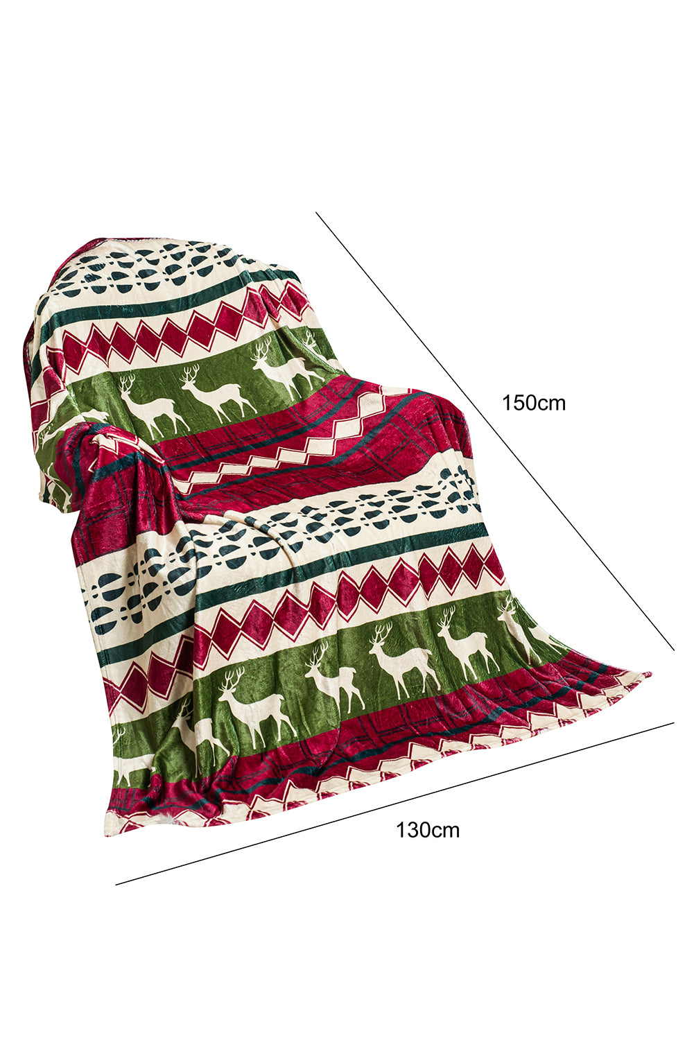 Christmas Elk Print Fleece Blanket