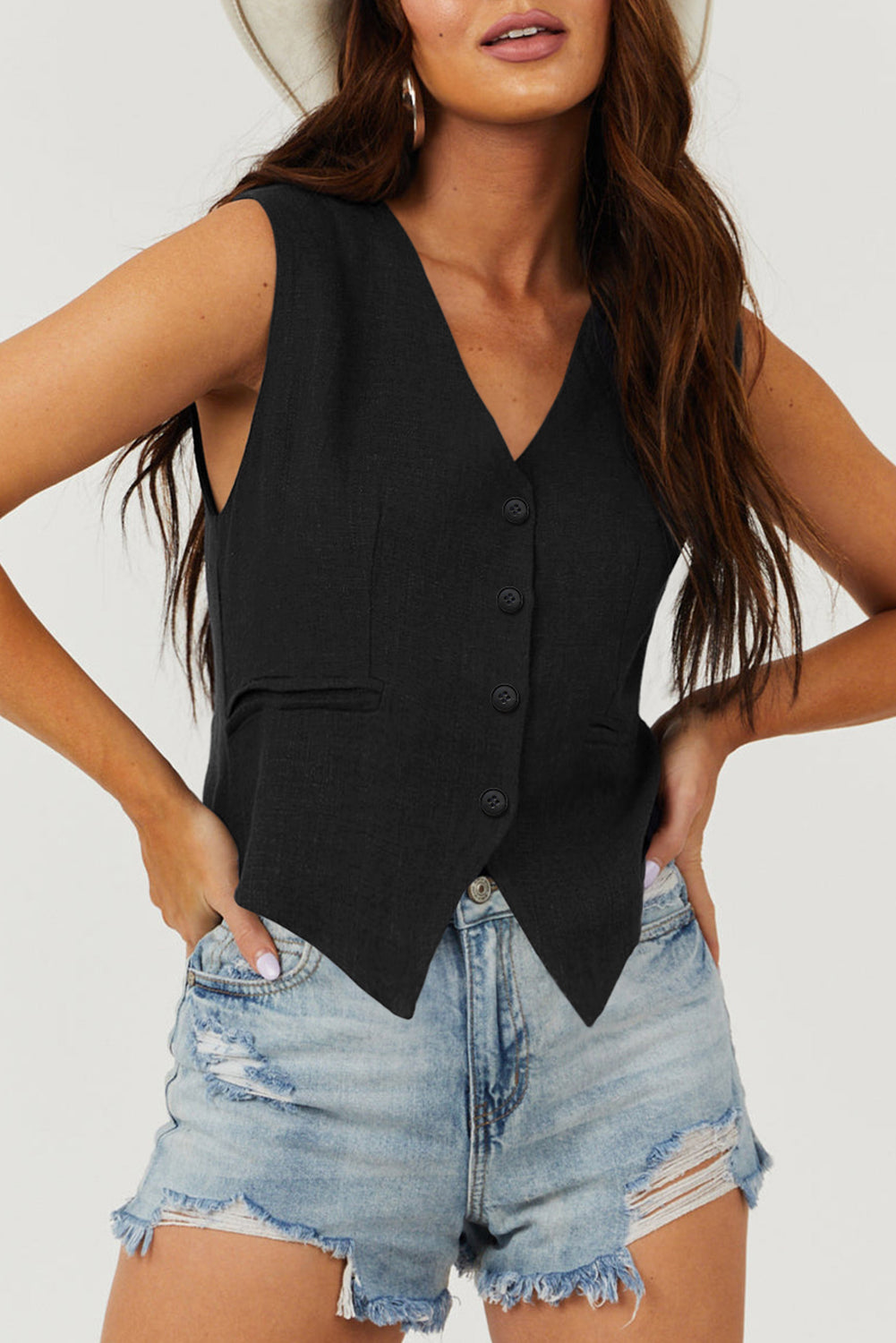 Aria Button Up V-Neck Suit Vest