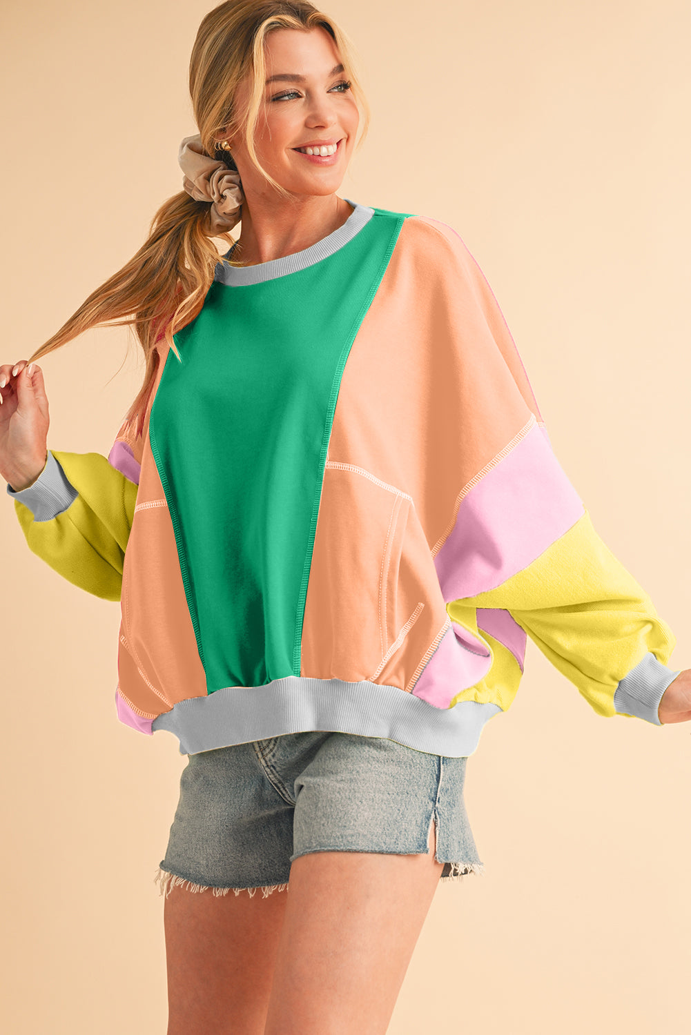 Noemi Colour-block Oversized Sweatshirt
