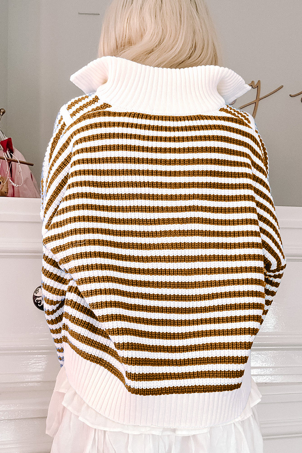 Nylah Striped Half-Zip Sweater