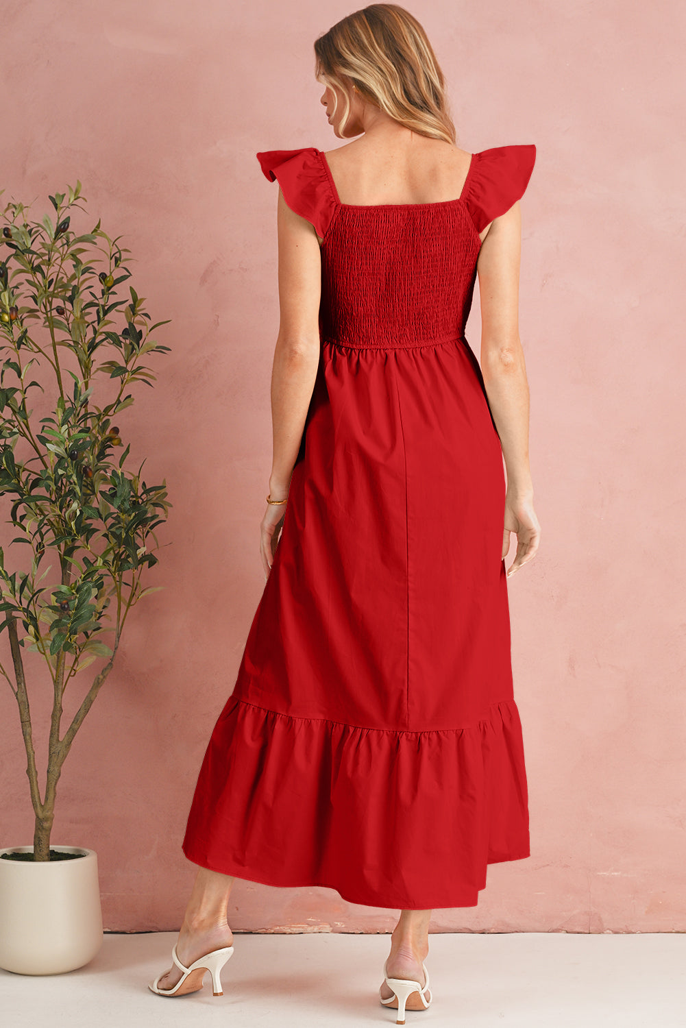 Erica Flutter Sleeve Smocked Maxi Dress
