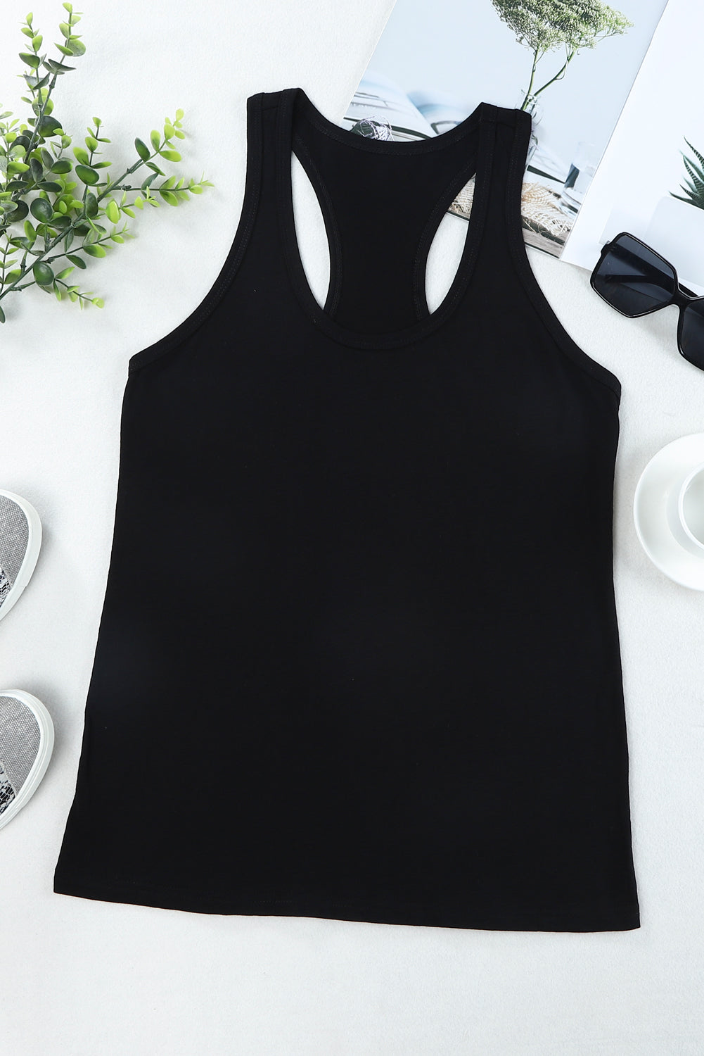Scoop Neck Solid Tank Top