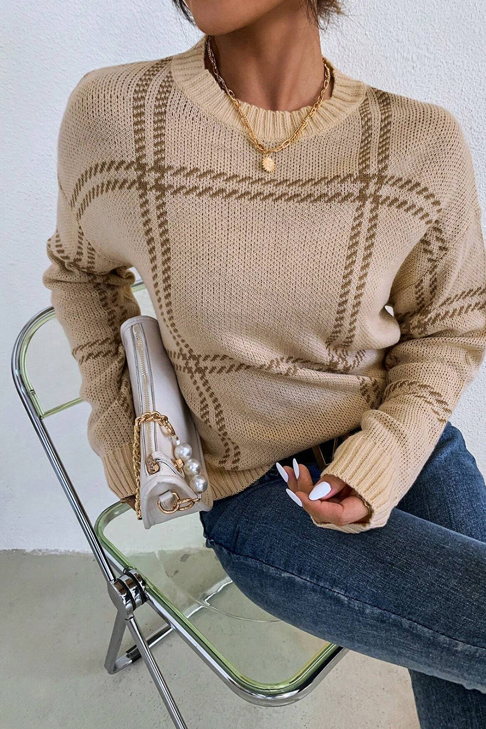 Evelyn Plaid Pattern Sweater