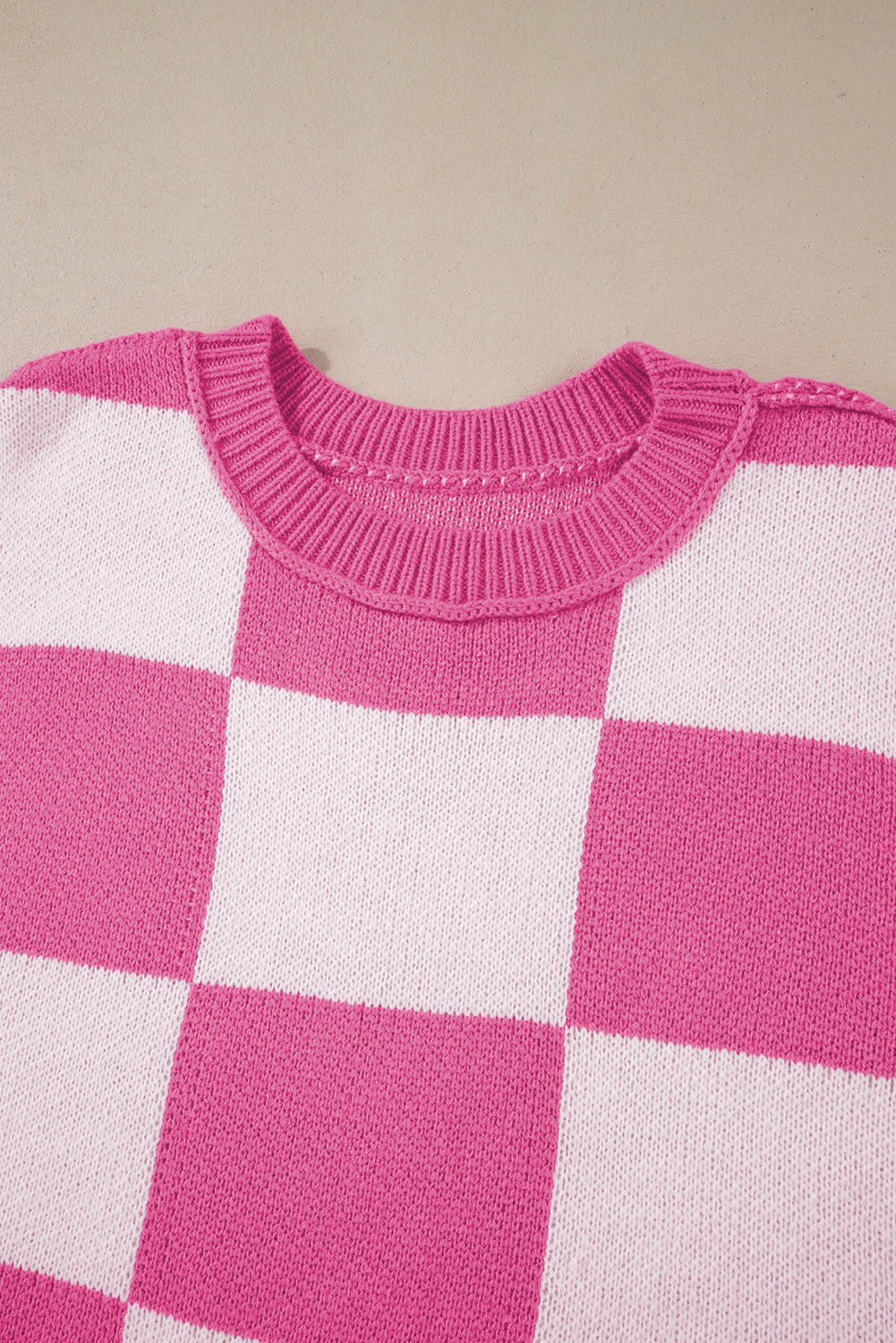 Checked Bishop Sleeve Pullover Sweater
