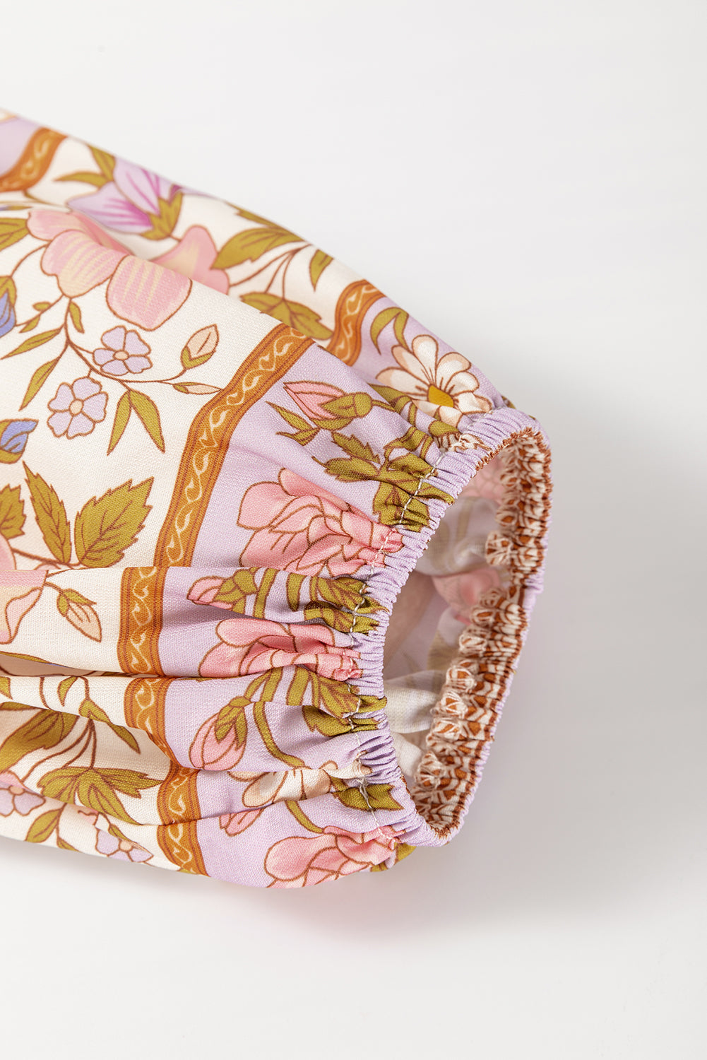 Amira Floral Puff Sleeve V-Neck Button Blouse