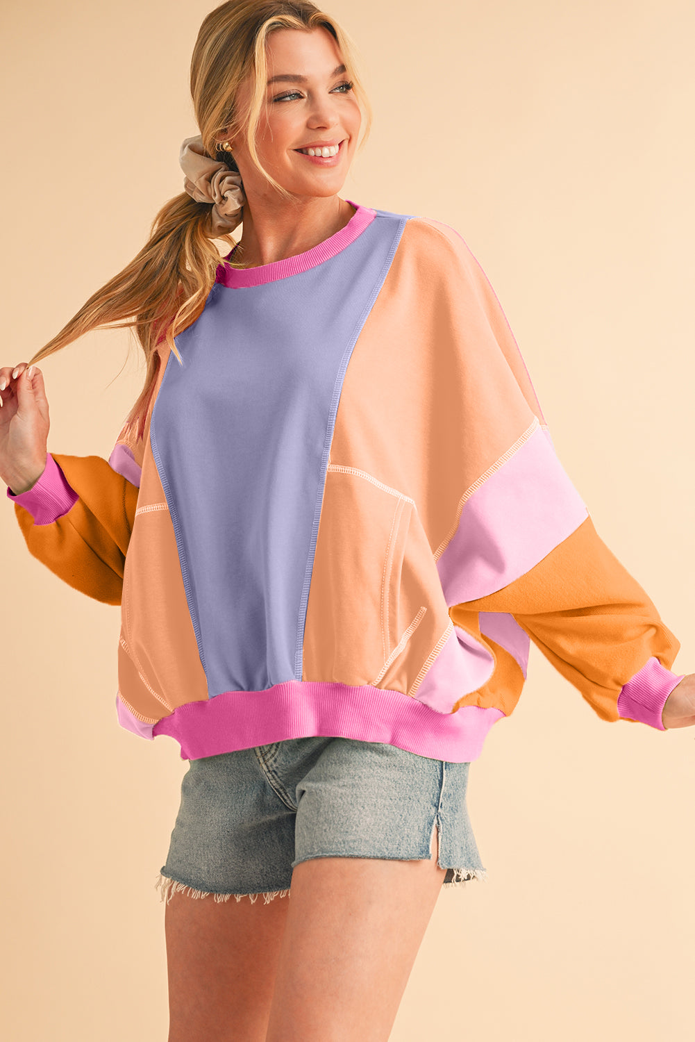 Noemi Colour-block Oversized Sweatshirt