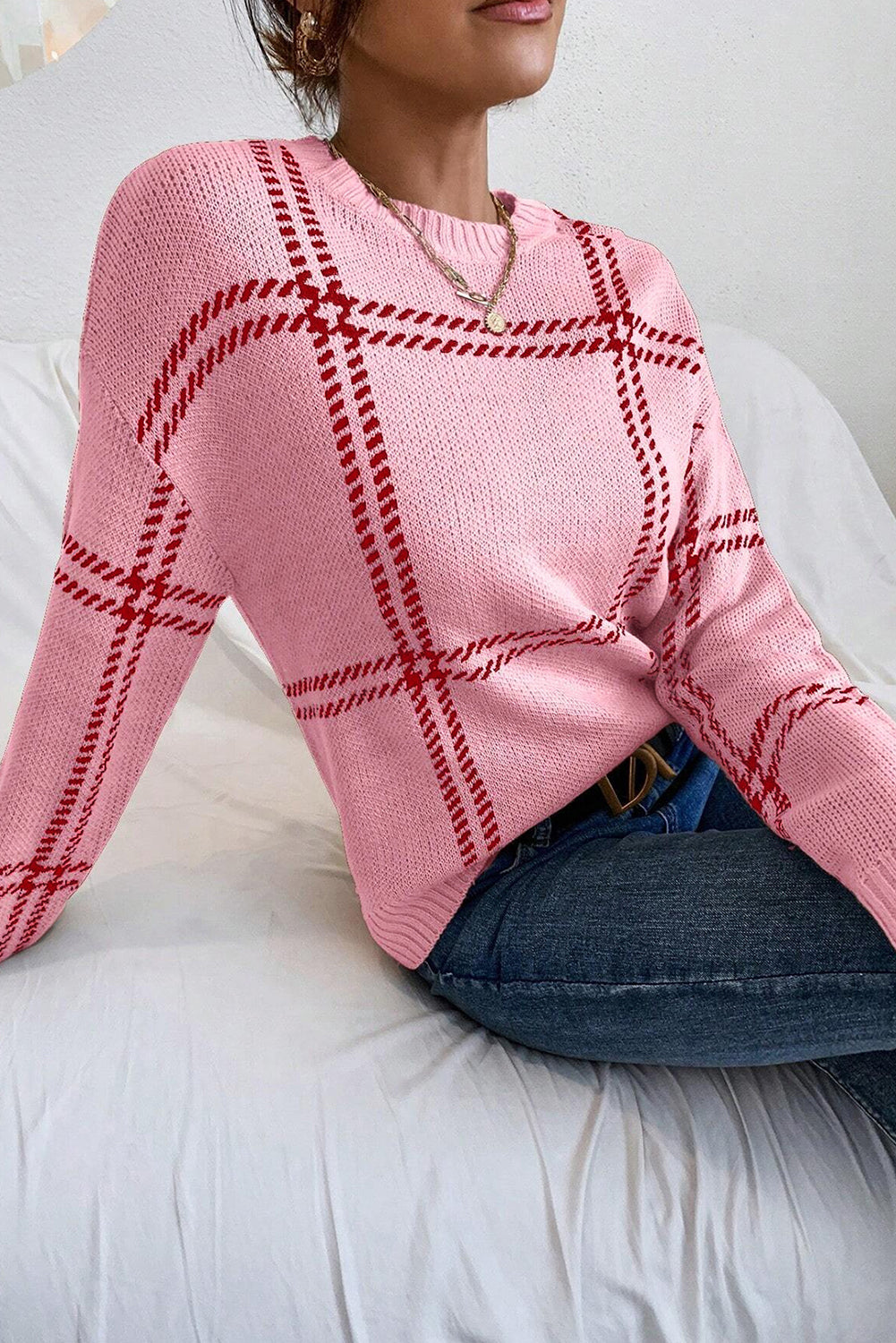 Evelyn Plaid Pattern Sweater