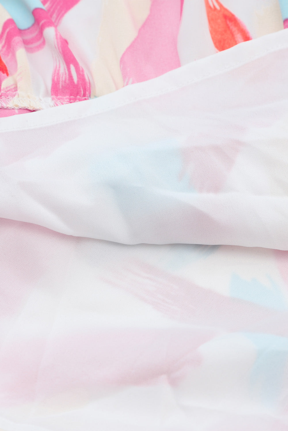 Brush Stroke Printed Smocked Ruffle Tiered Dress
