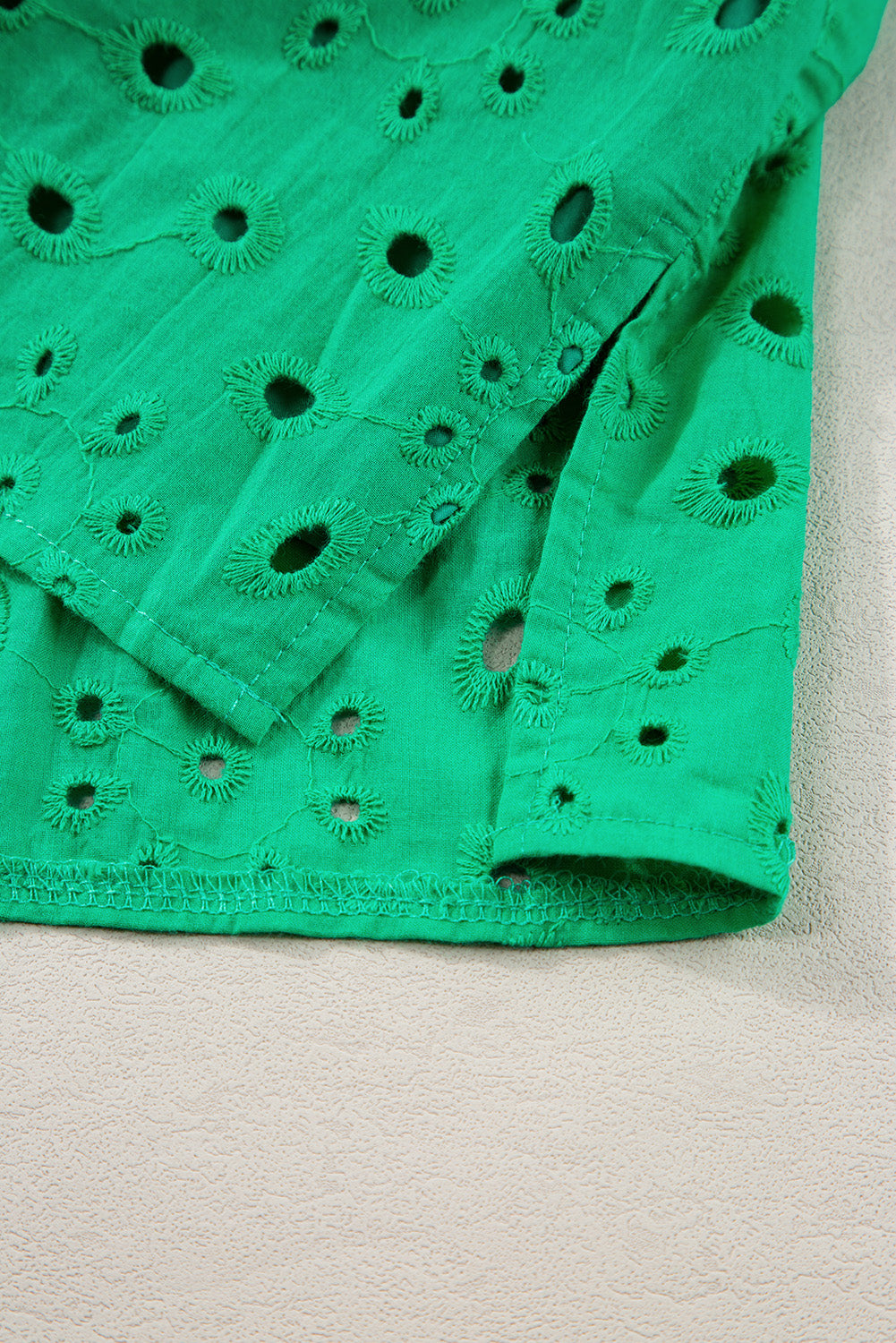 Eyelet Short Puff Sleeve Blouse