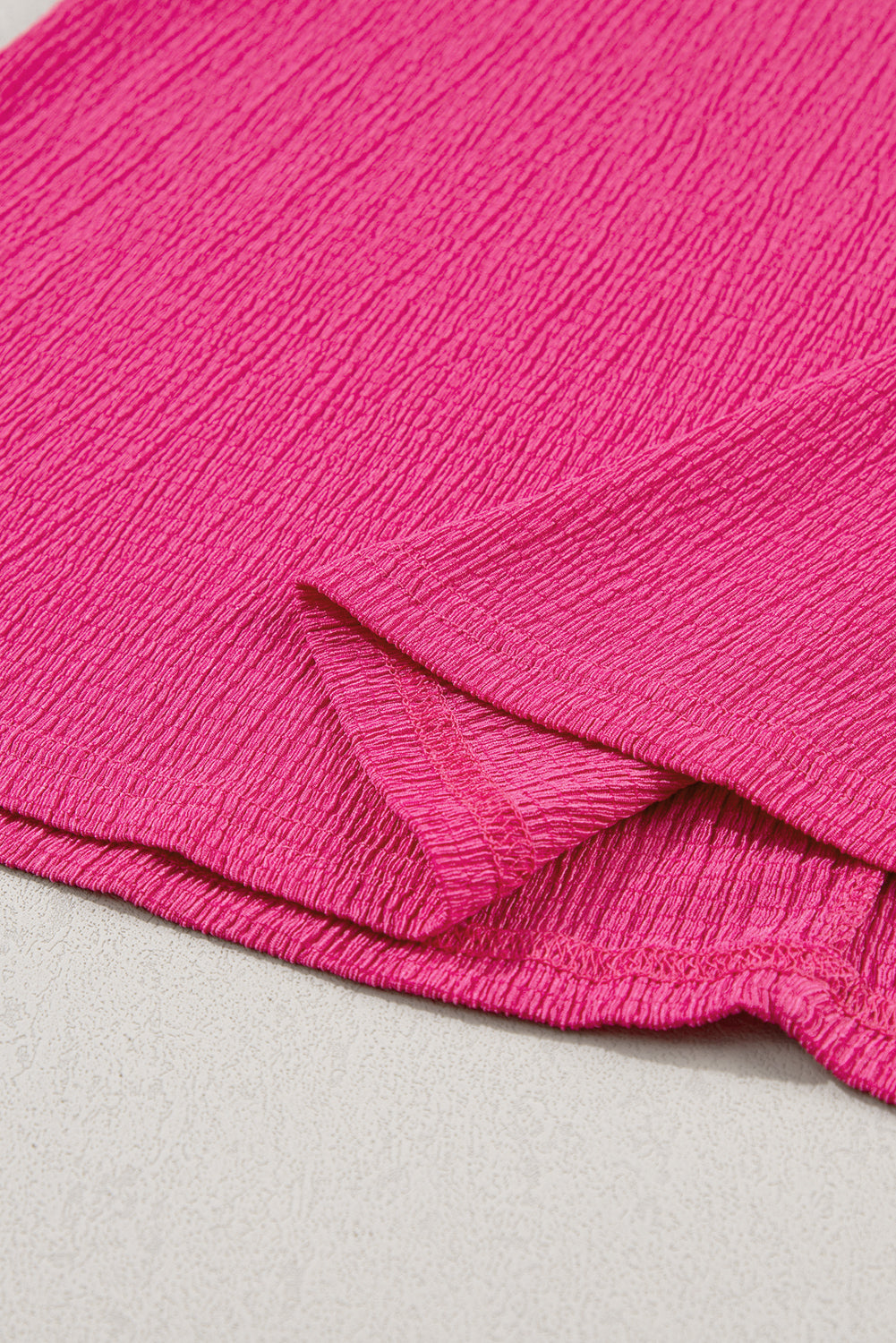Basic Plain Textured V Neck T-Shirt