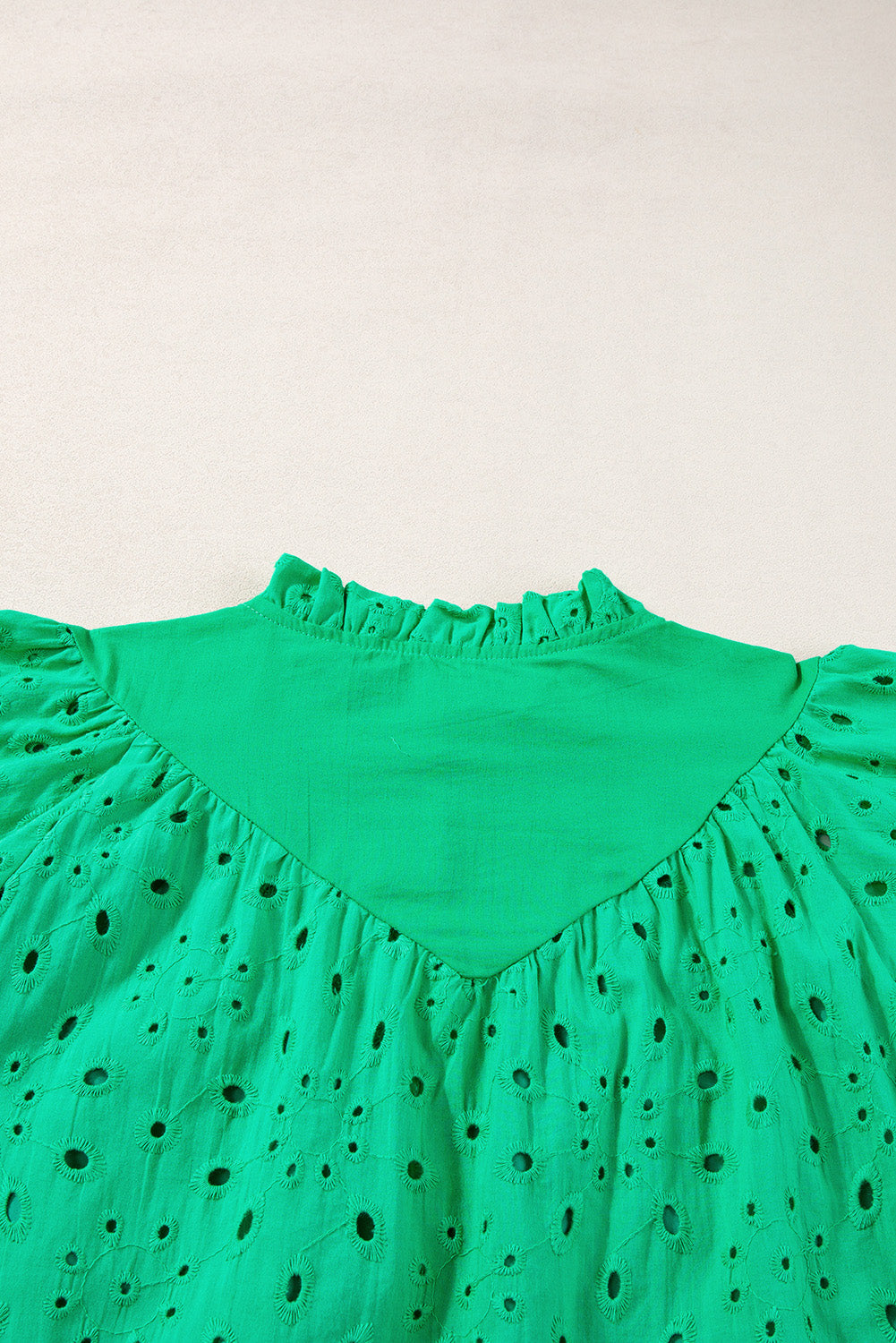 Eyelet Short Puff Sleeve Blouse