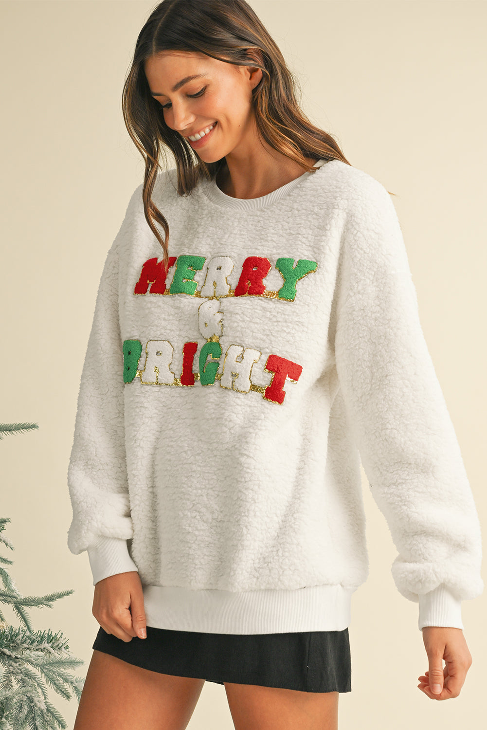 Snow White Merry & Bright Fuzzy Sweatshirt