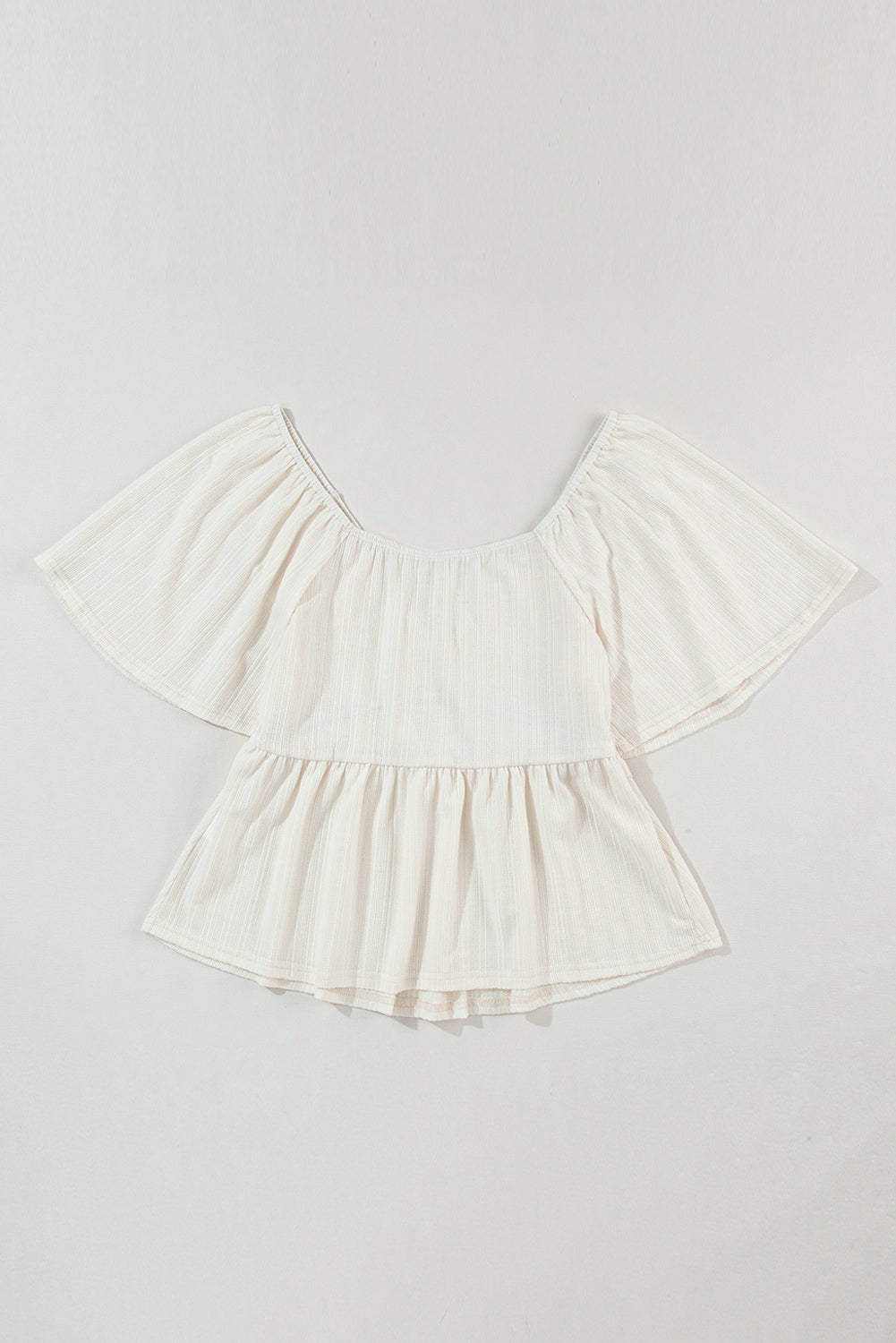 Smocked V-Neck Flutter Sleeve Blouse