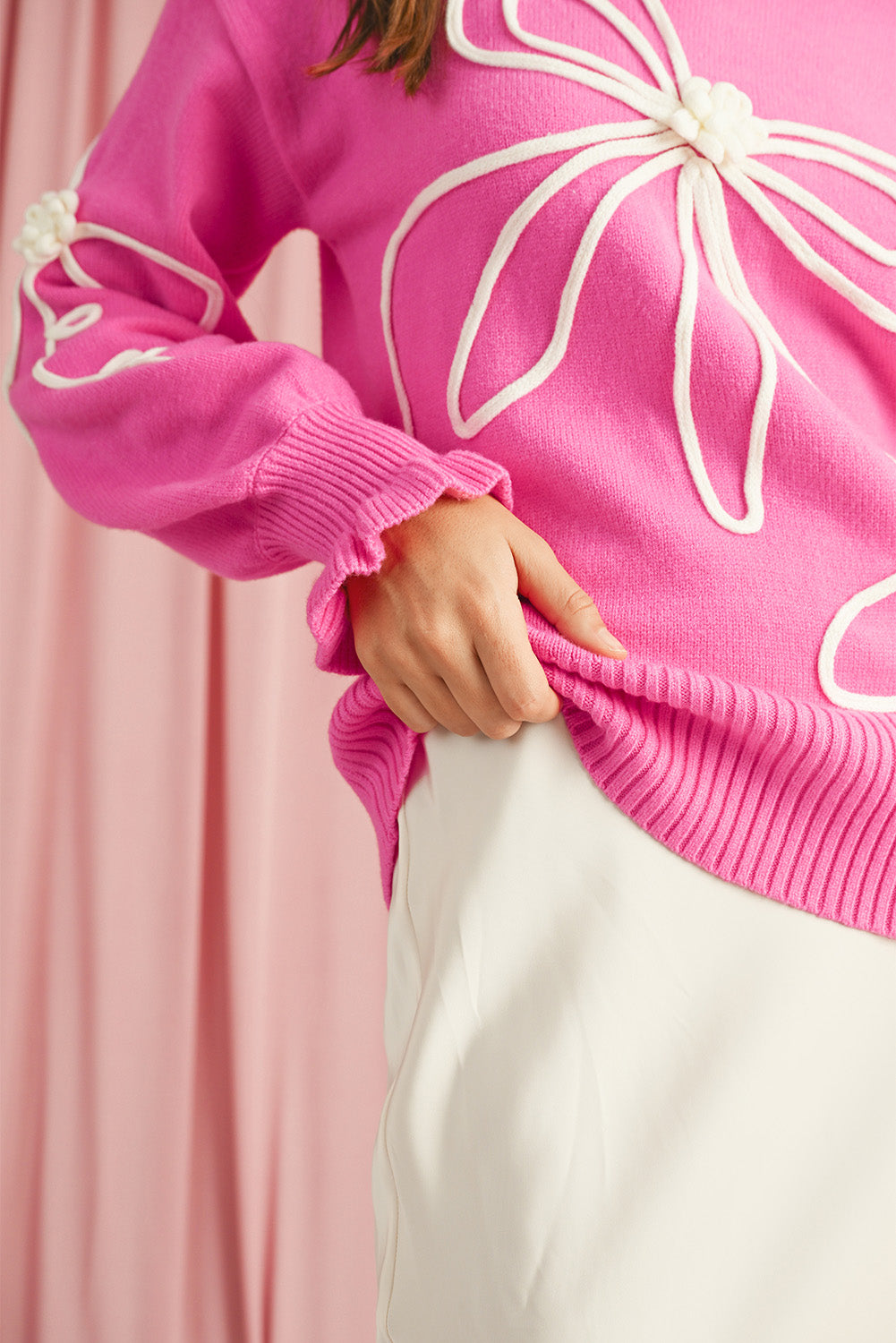 Nina Bow Drop Sleeve Sweater