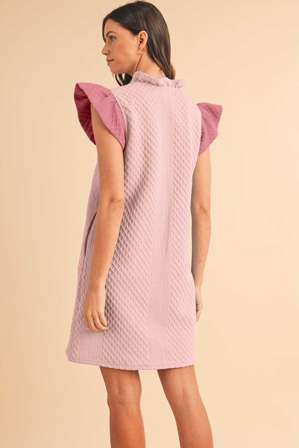 Ira Textured Ruffle V-Neck Mini Dress