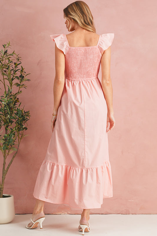 Erica Flutter Sleeve Smocked Maxi Dress