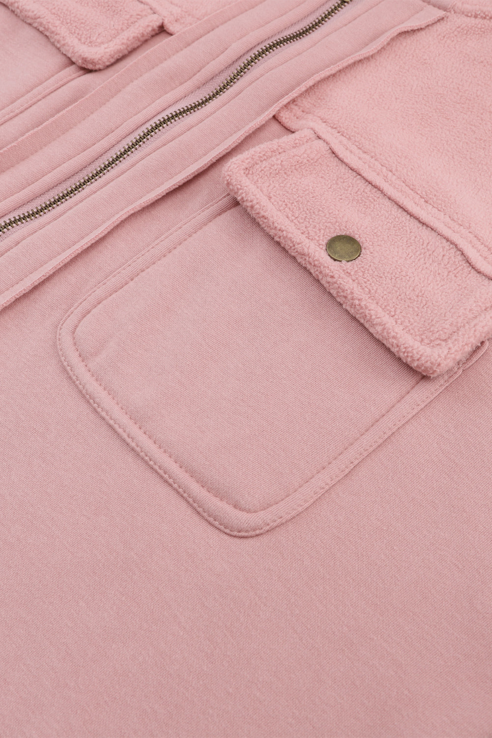 Flap Pockets Bishop Sleeve Zip Up Hoodie