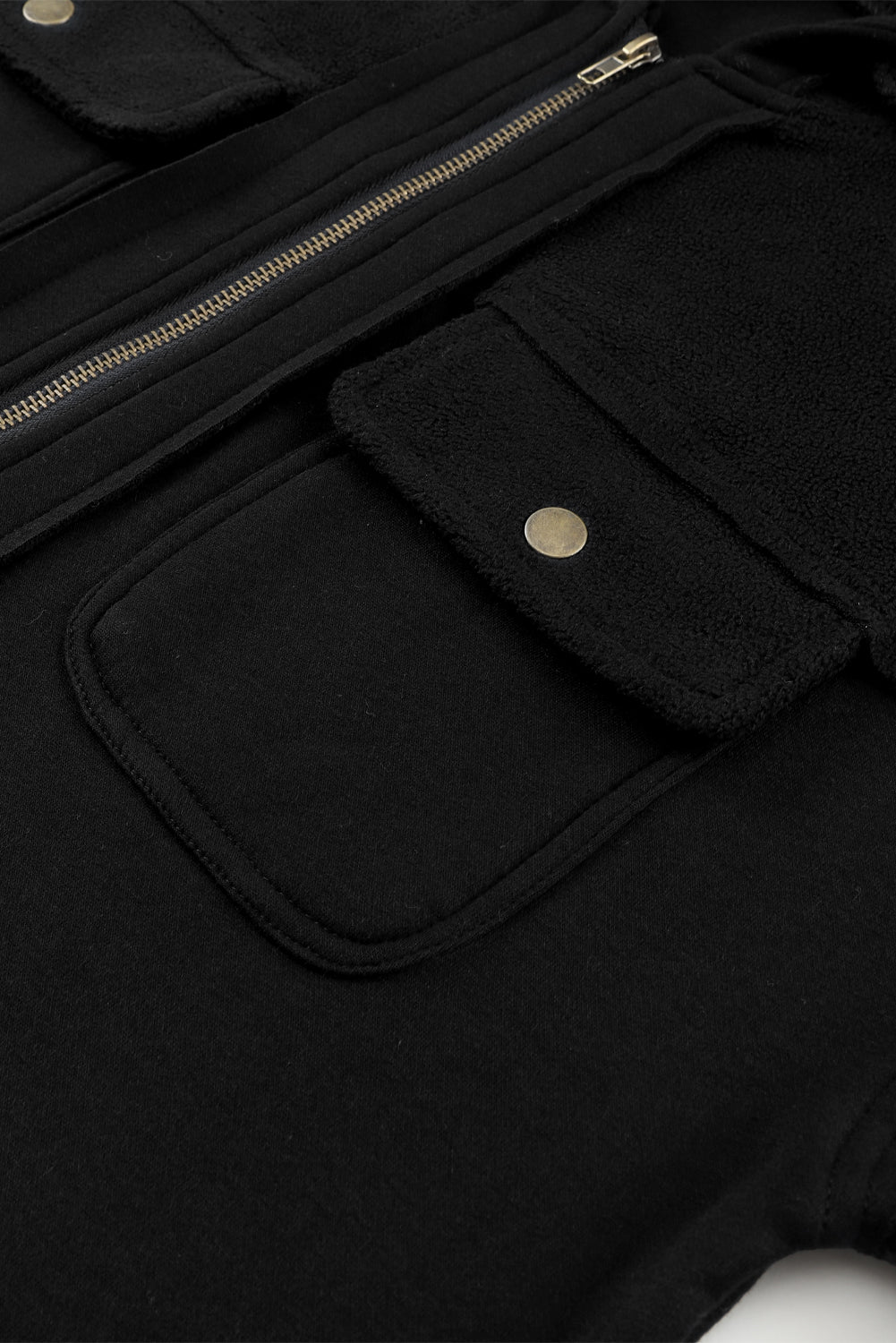 Flap Pockets Bishop Sleeve Zip Up Hoodie