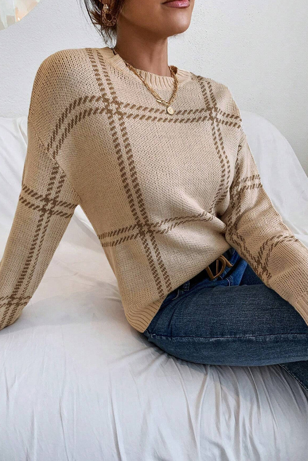 Evelyn Plaid Pattern Sweater