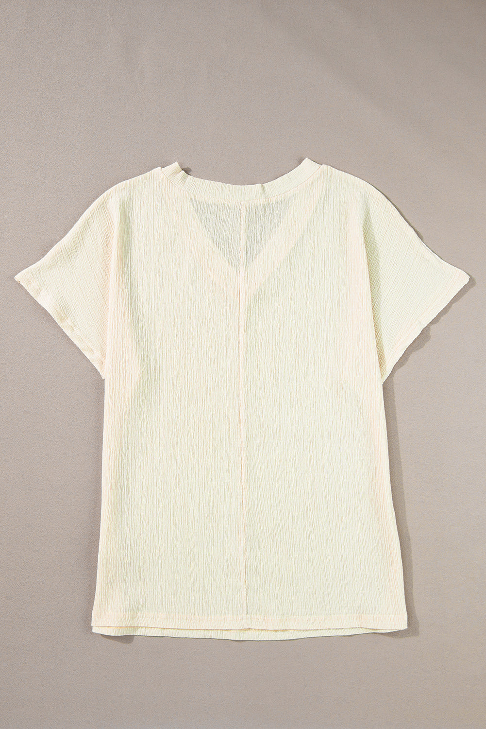 Basic Plain Textured V Neck T-Shirt