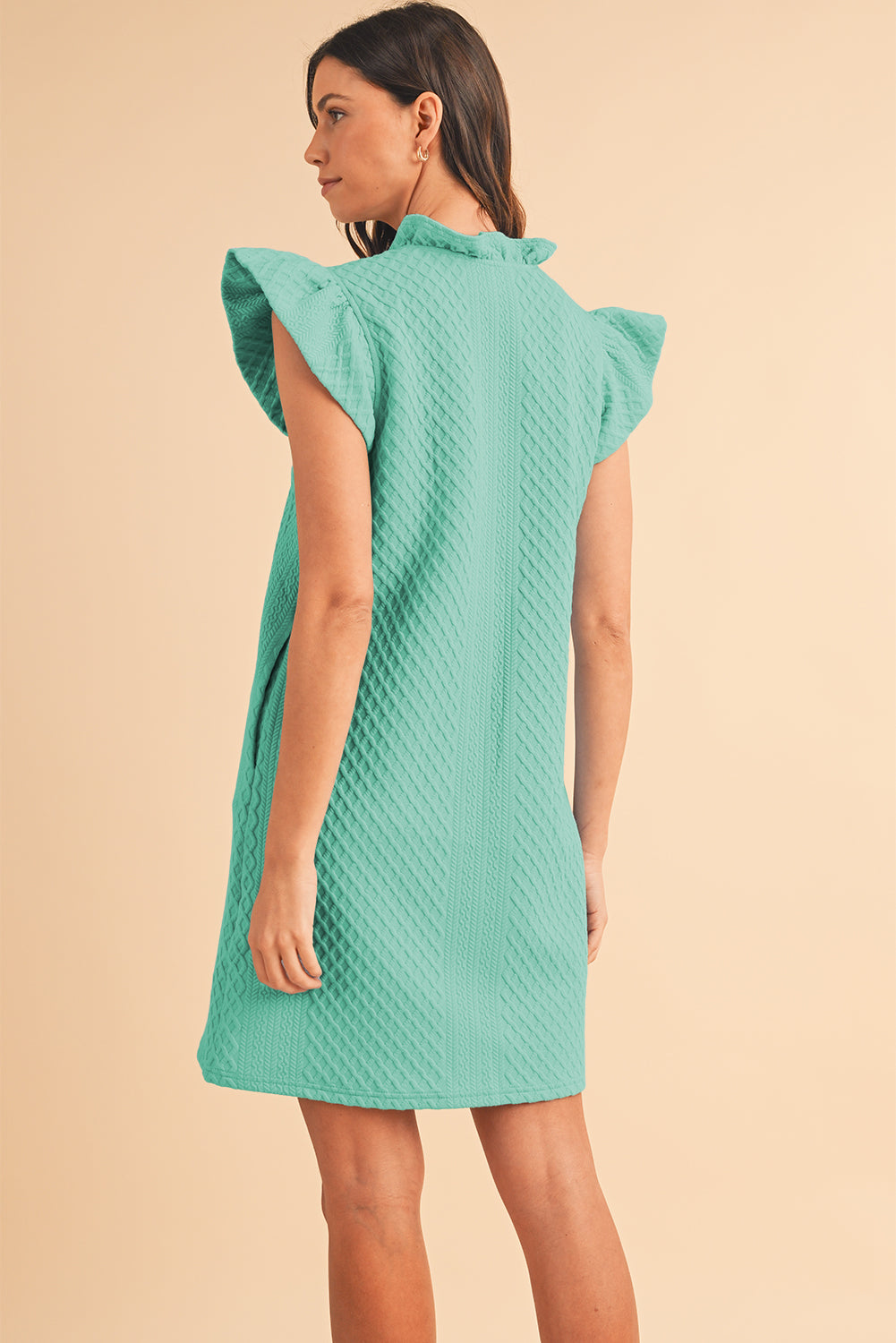 Ira Textured Ruffle V-Neck Mini Dress