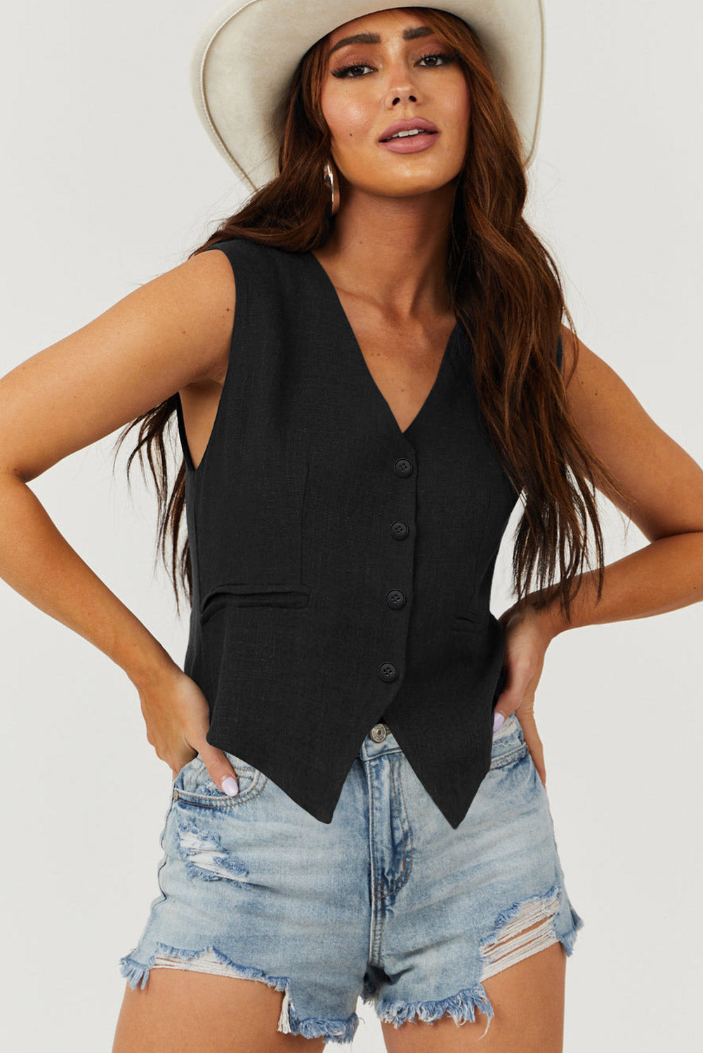 Aria Button Up V-Neck Suit Vest