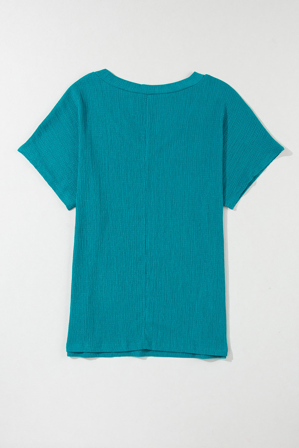 Basic Plain Textured V Neck T-Shirt