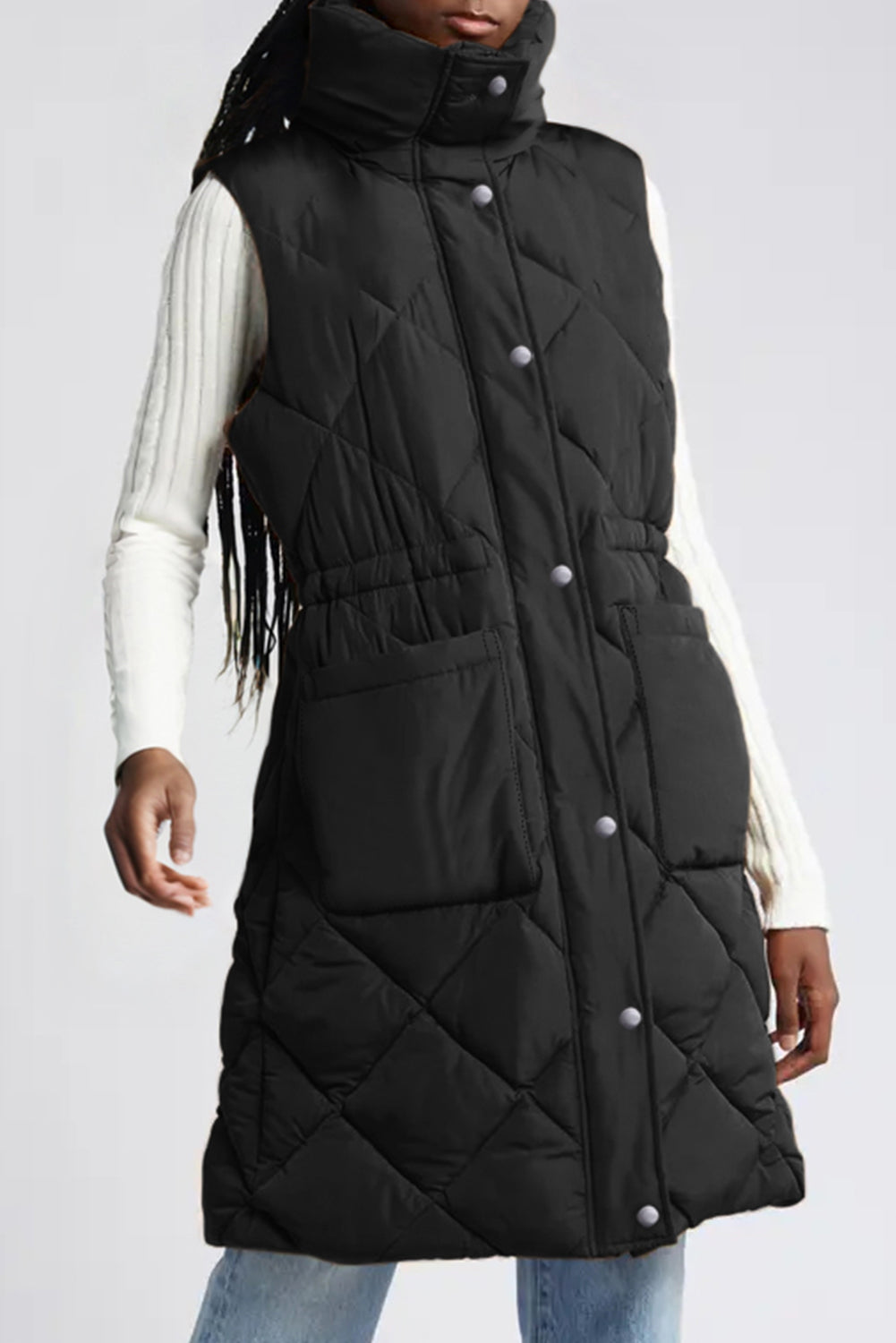 Puffer Quilted Long Vest Coat