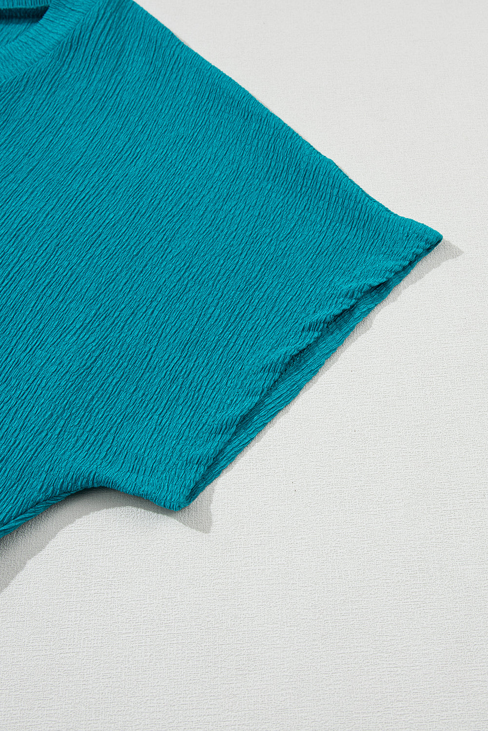 Basic Plain Textured V Neck T-Shirt