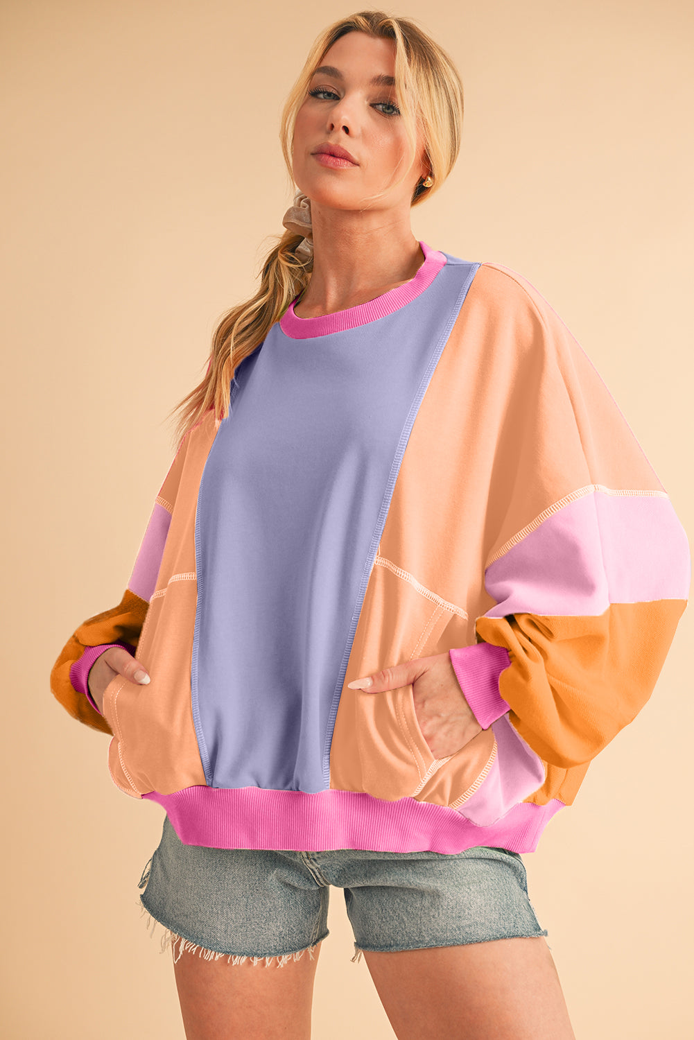 Noemi Colour-block Oversized Sweatshirt