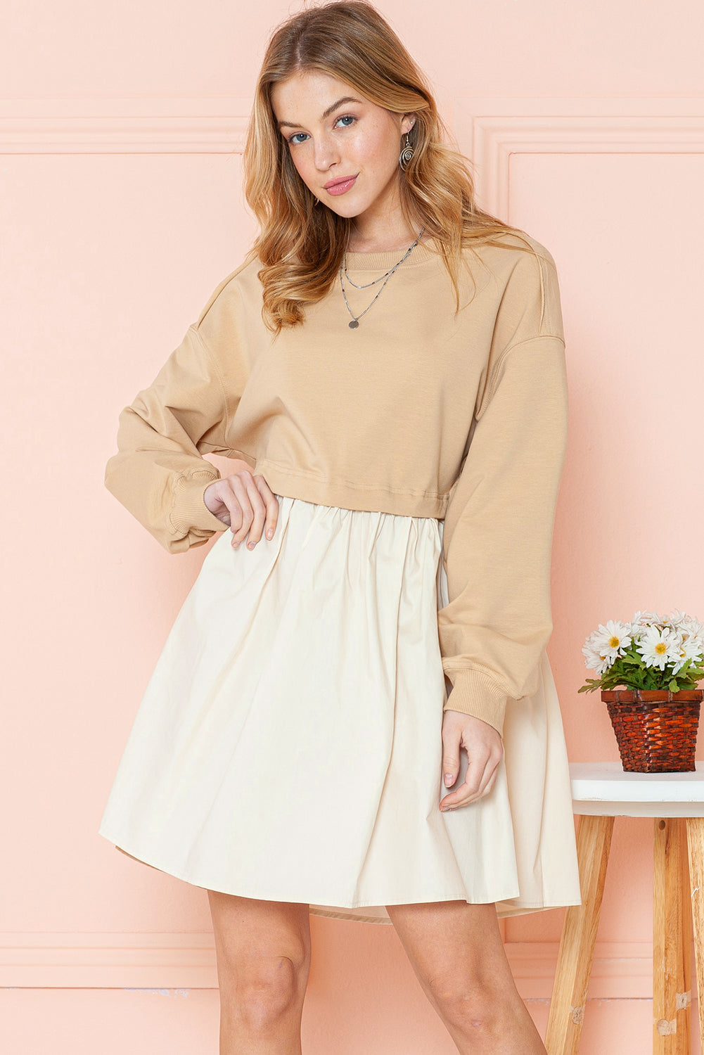 Freya Sweatshirt Colour-block Mini Dress