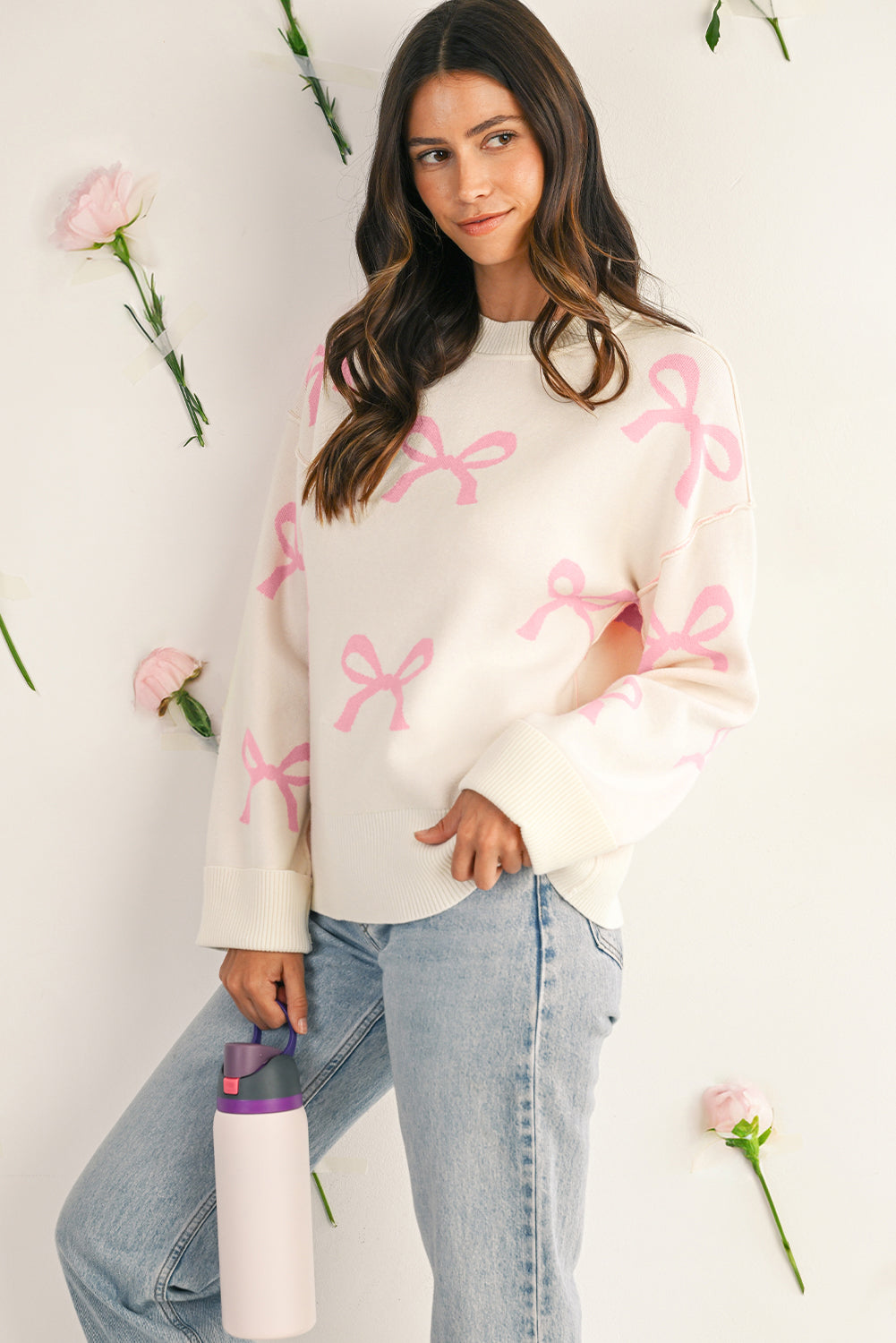 Pipa Bow Drop Sleeve Sweater