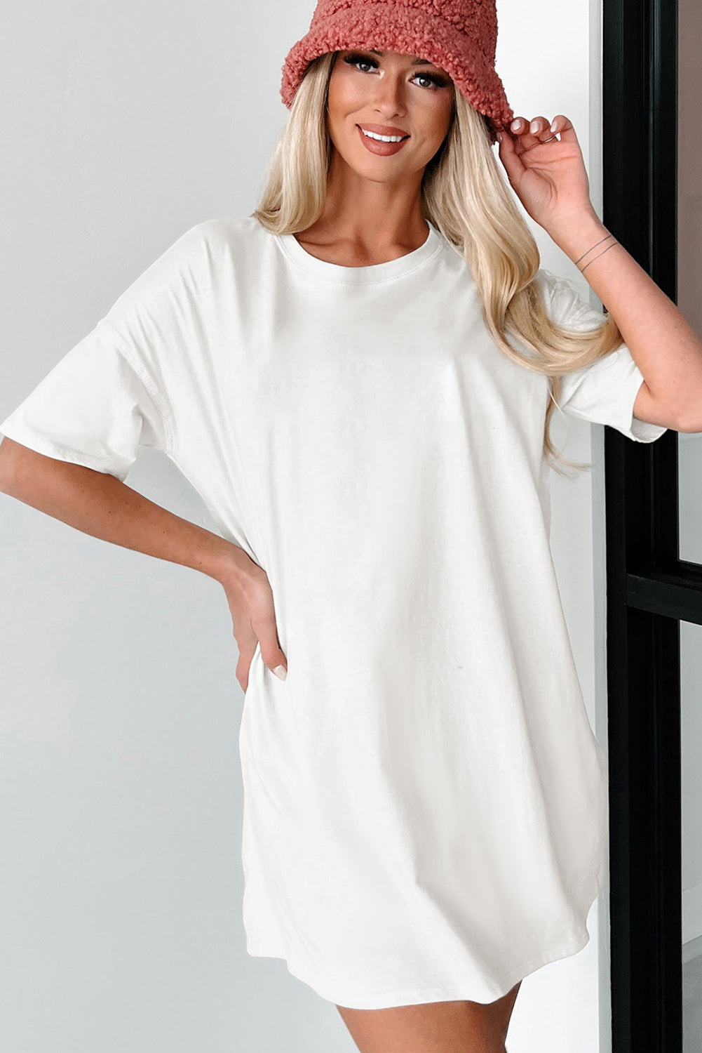 Oversized Solid Color Crew Neck T-Shirt