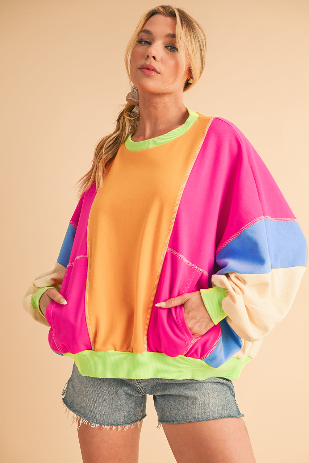 Noemi Colour-block Oversized Sweatshirt