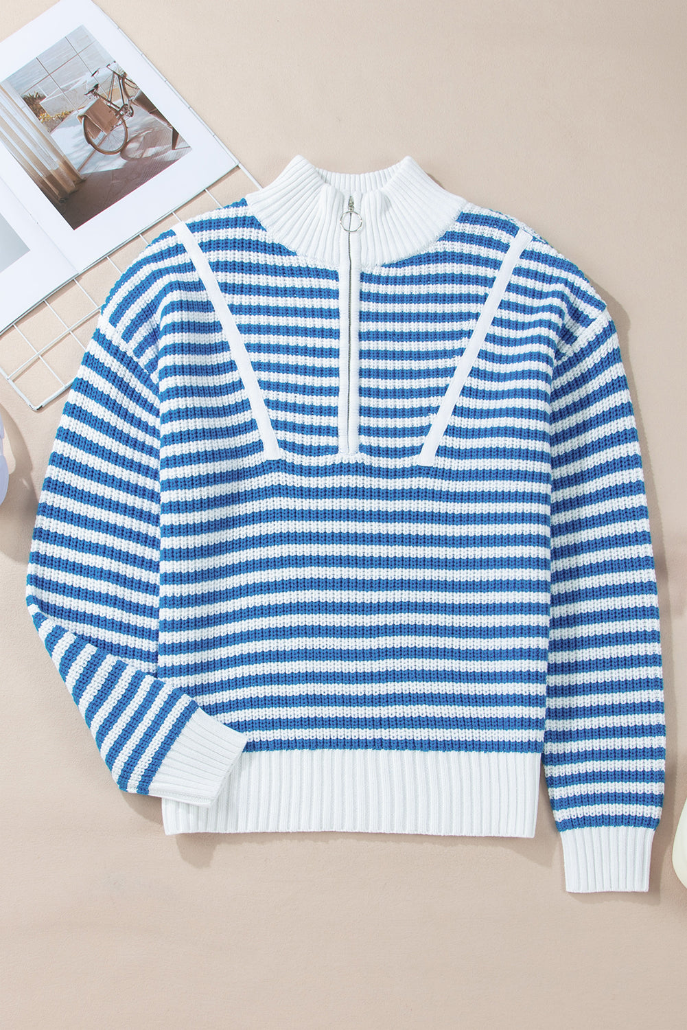 Nylah Striped Half-Zip Sweater