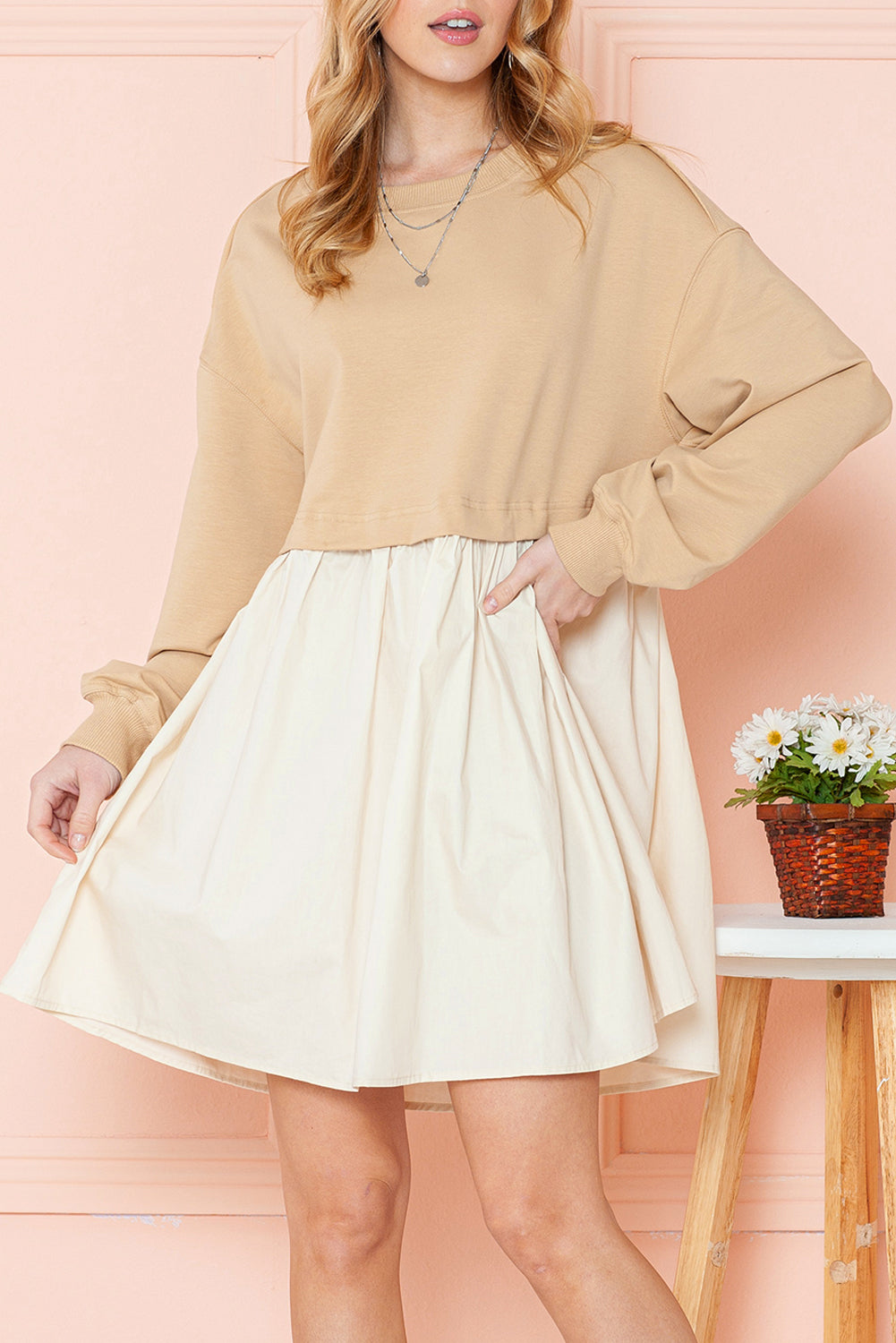 Freya Sweatshirt Colour-block Mini Dress