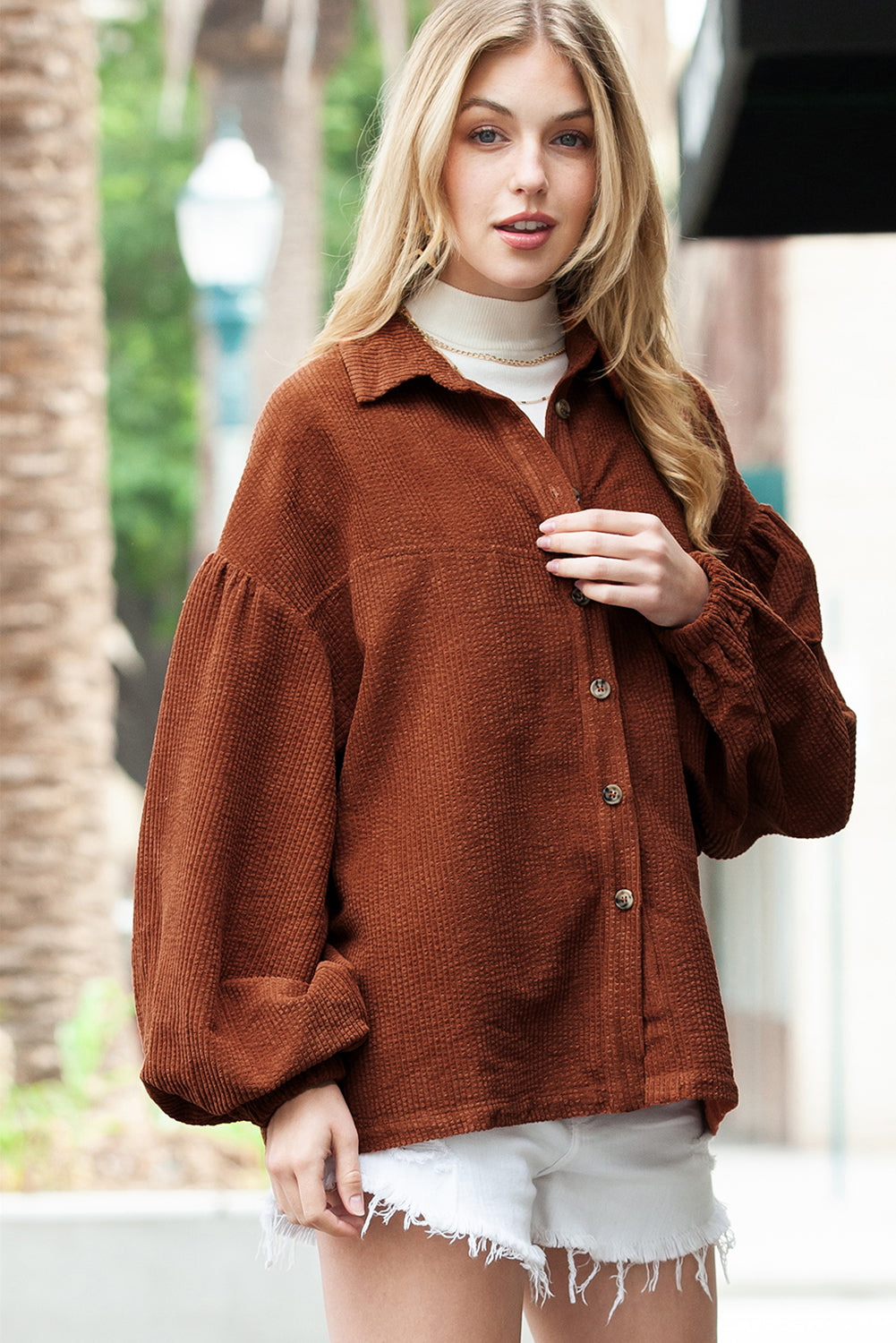 Amara Corduroy Lantern Sleeve Jacket