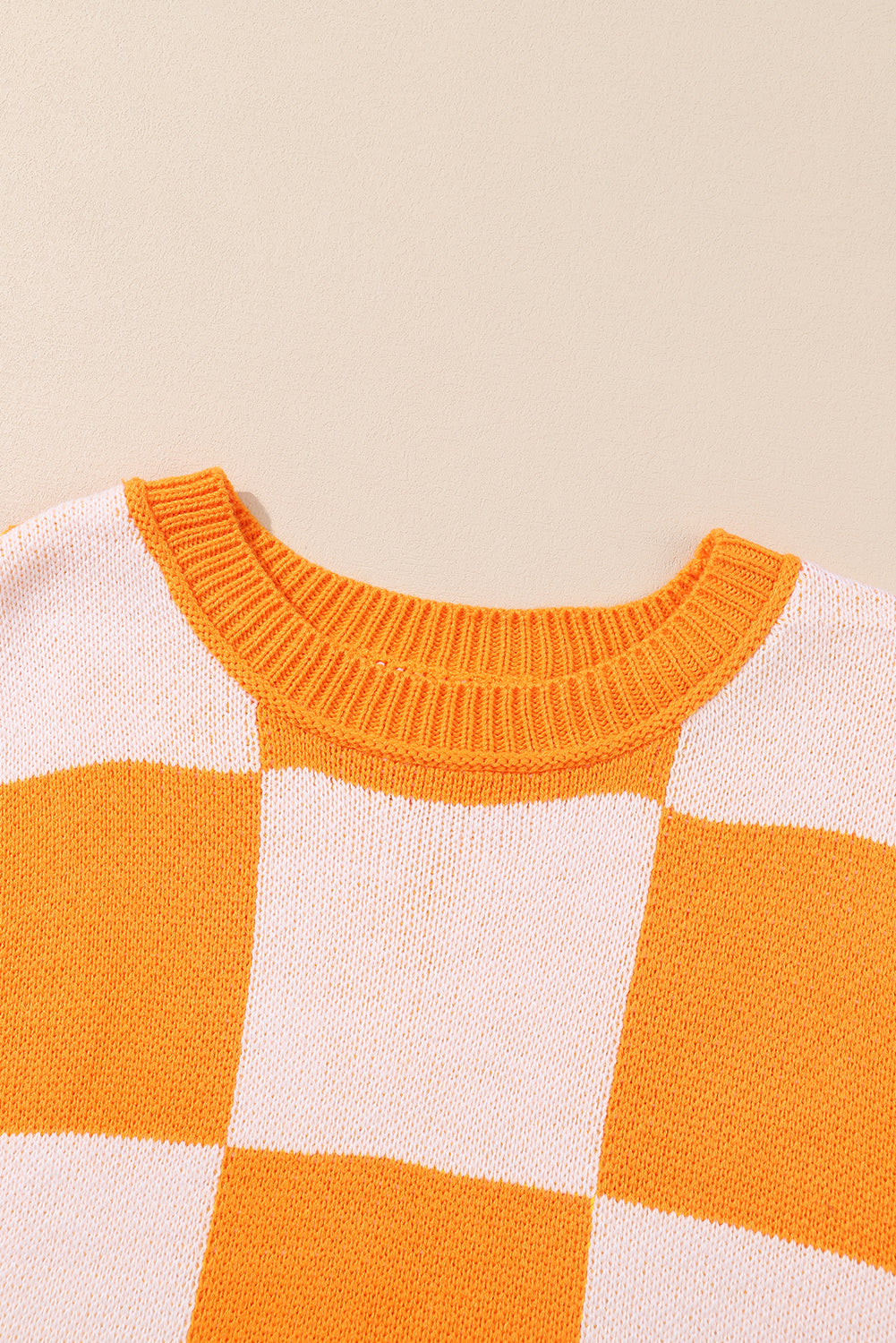 Checked Bishop Sleeve Pullover Sweater