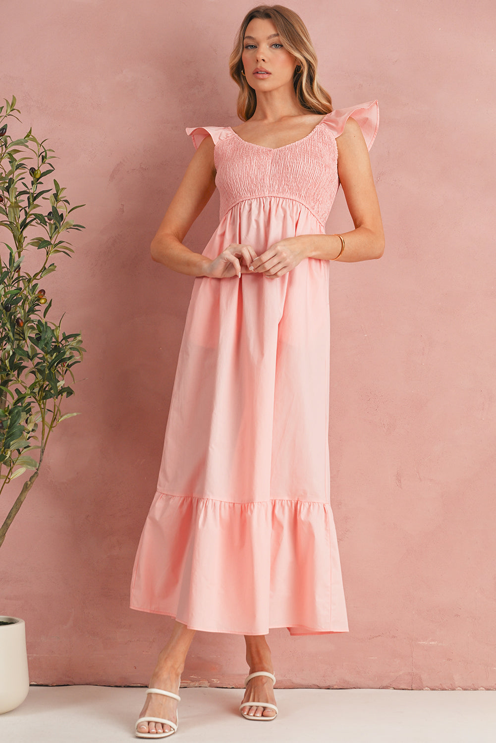 Erica Flutter Sleeve Smocked Maxi Dress