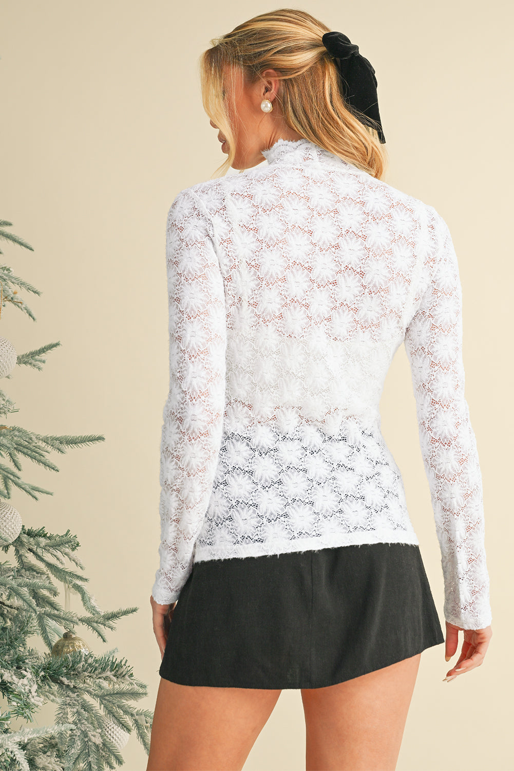 Anastasia Lace Mock Neck Top