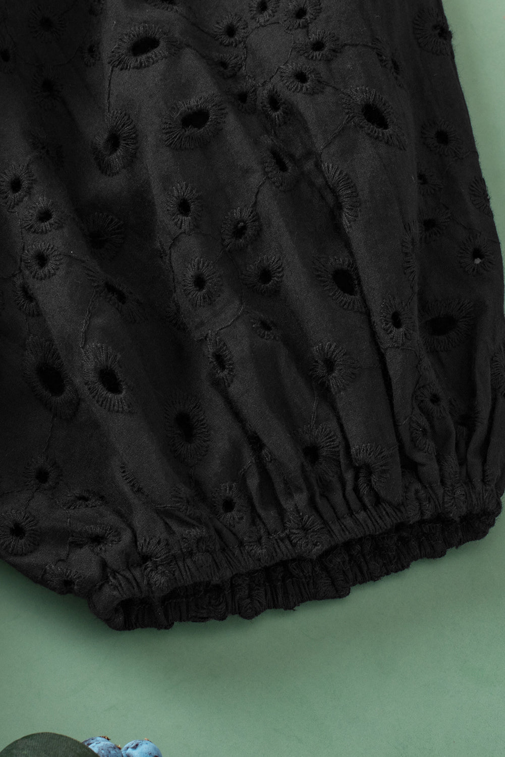 Eyelet Short Puff Sleeve Blouse