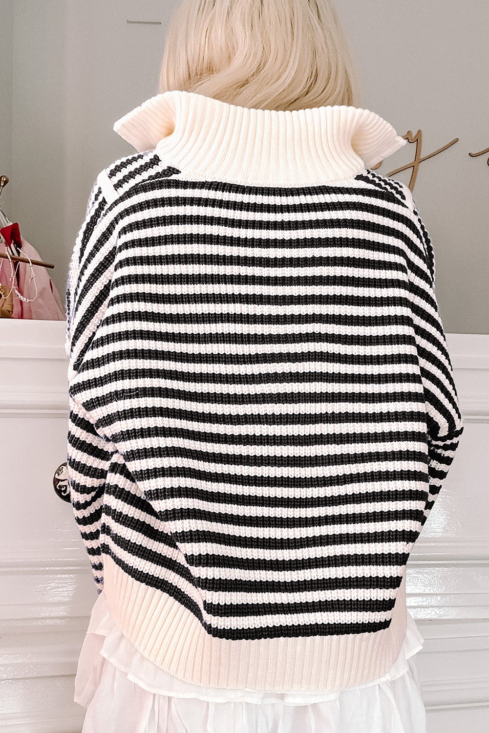 Nylah Striped Half-Zip Sweater