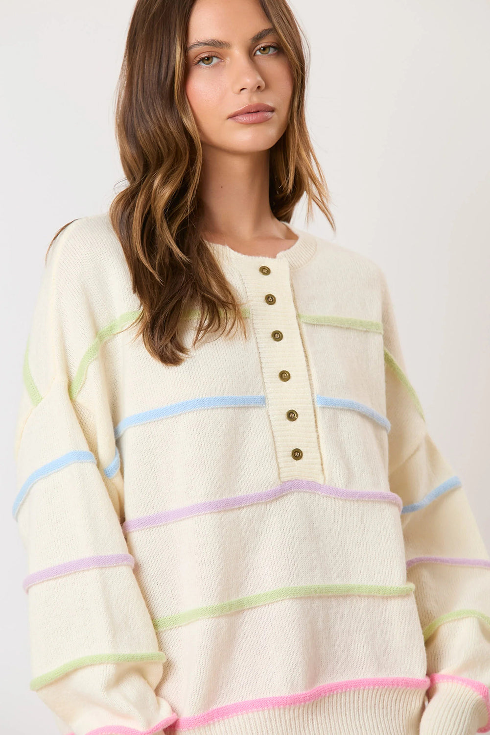 Aria Striped Henley Sweater