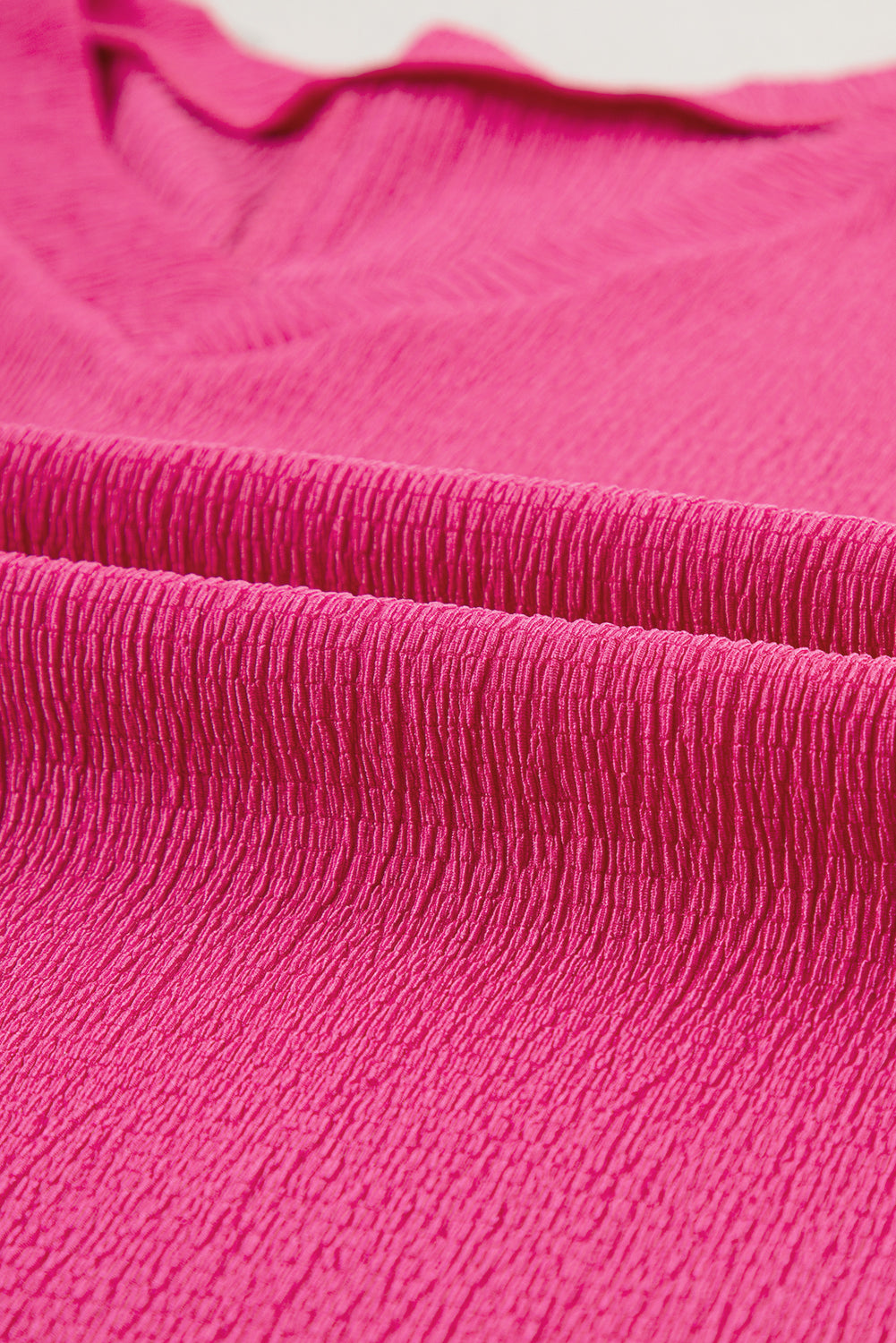 Basic Plain Textured V Neck T-Shirt