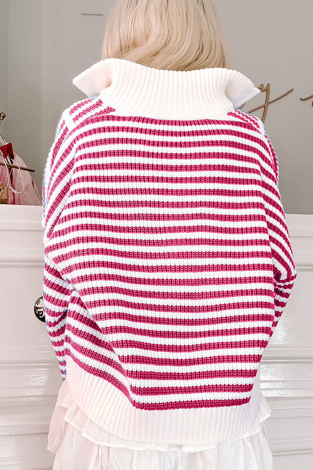 Nylah Striped Half-Zip Sweater