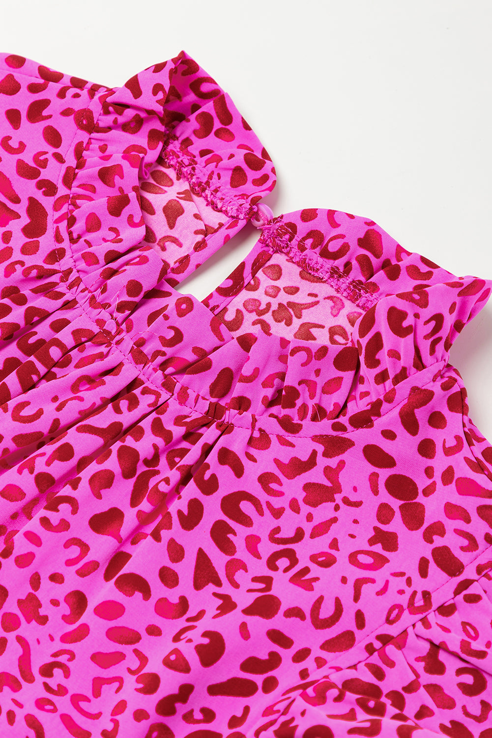 Leopard Print Ruffle Sleeveless Maxi Dress