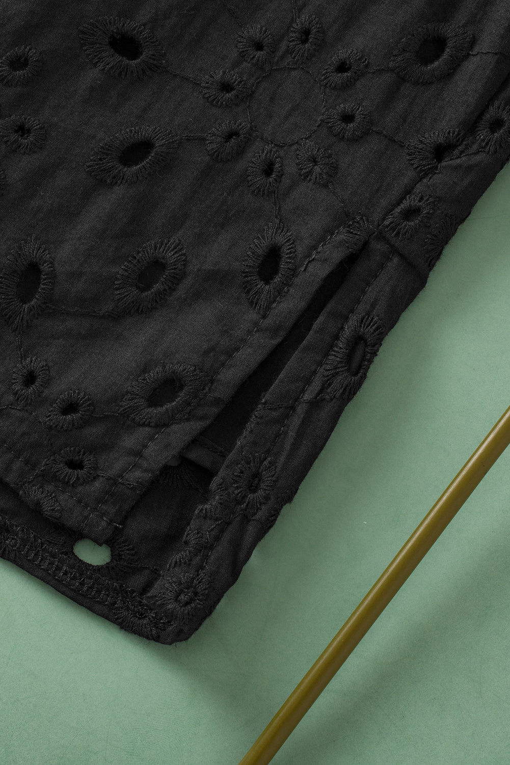 Eyelet Short Puff Sleeve Blouse