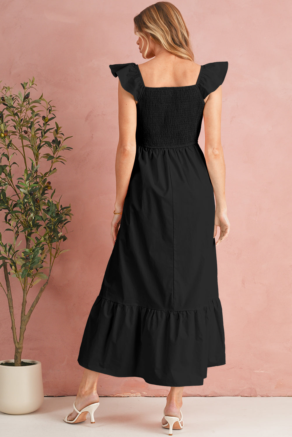 Erica Flutter Sleeve Smocked Maxi Dress